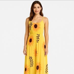 Coco Sunflower Yellow Jumpsuit Summer Plus Sz XL